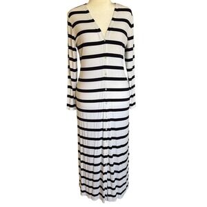 LOFT Striped Long Sleeve Maxi Dress Women's Size‎ XL Button Front Preppy Capsule